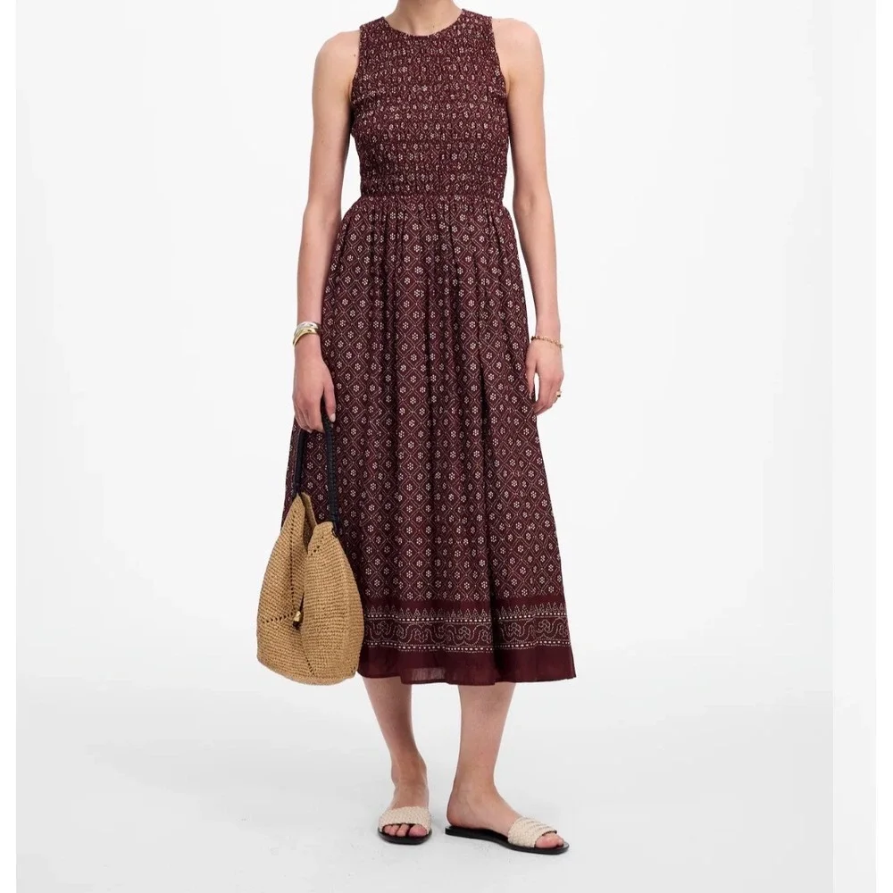 Madewell The Melody Smocked Midi Dress in Daisy print in Dusty plum size M NV483 - Picture 1 of 11